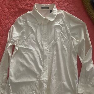 Liz Claiborne white long sleeve button down knit top